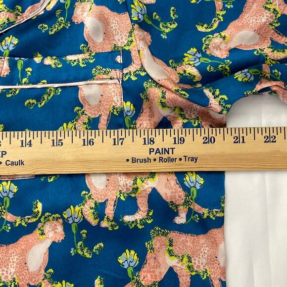 Their Nibs Pajama Top Cheetah Jungle Pocket Pyjama Blouse Asian Inspired V-neck - Picture 4 of 10
